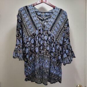 Free People Moonlight Dance Patterned Tunic Top